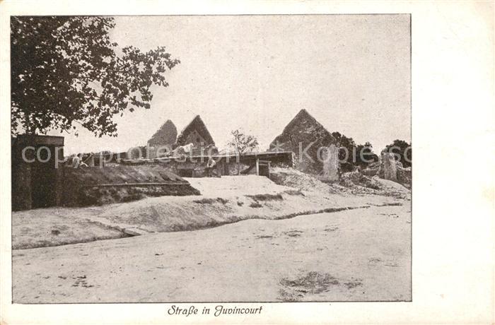 Juvincourt-et-Damary Strasse zerstoerte Haeuser Ruinen Truemmer 1. Weltkrieg