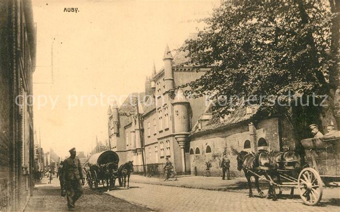 Auby Nord Strassenpartie Pferdefuhrwerke