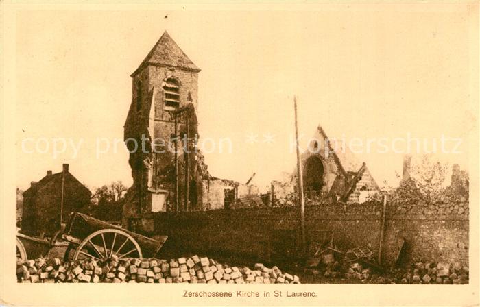 Saint-Laurent Ardennes Zerschossene Kirche Ruinen Truemmer 1. Weltkrieg