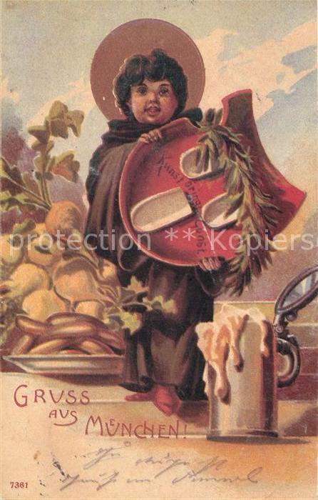 Muenchen Bayern Kindl Bierkrug Kuenstlerkarte