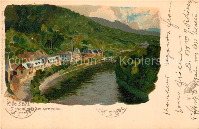 Giesshuebl-Sauerbrunn Tschechien Panorama Eger Kuenstlerkarte