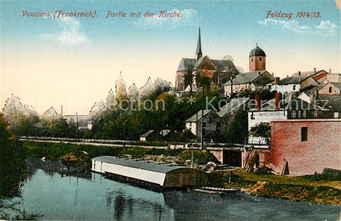 Vouziers Partie mit Kirche Feldzug 1914/15