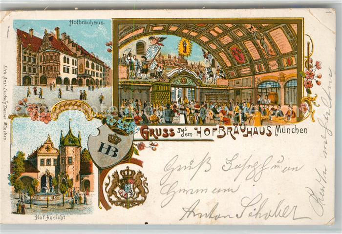 Muenchen Bayern Hofbraeuhaus Restauration Wappen Litho
