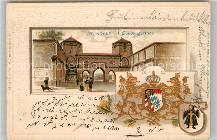 Muenchen Bayern Sendlingertor Wappen Krone Kuenstlerkarte