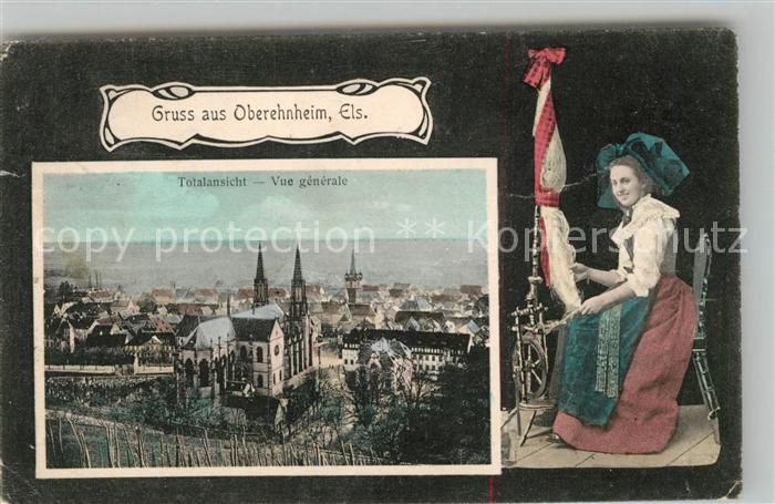 Oberehnheim Totalansicht Frau am Spinnrad