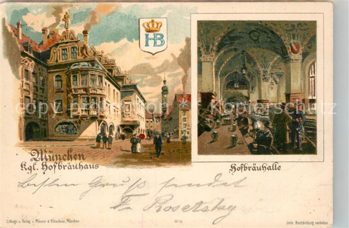 Muenchen Bayern Koenigliches Hofbraeuhaus Hofbraeuhalle Litho
