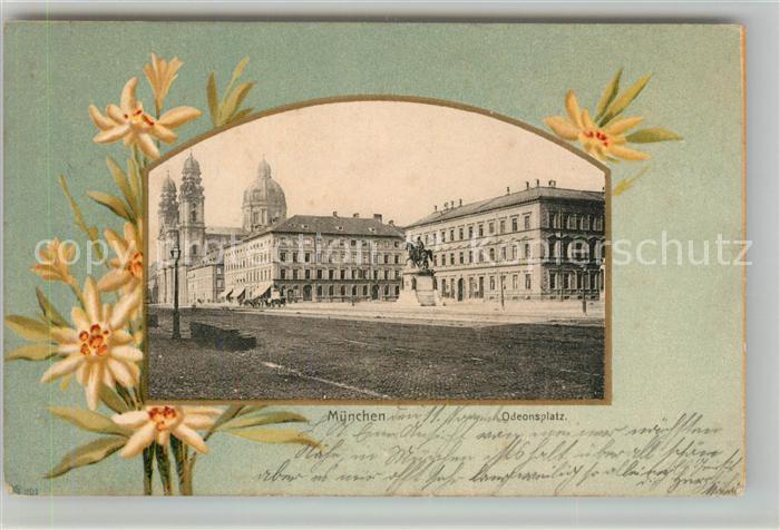 Muenchen Bayern Odeonsplatz Denkmal Frauenkirche Blumen