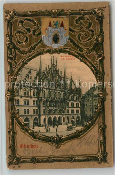 Muenchen Bayern Marienplatz Rathaus Wappen