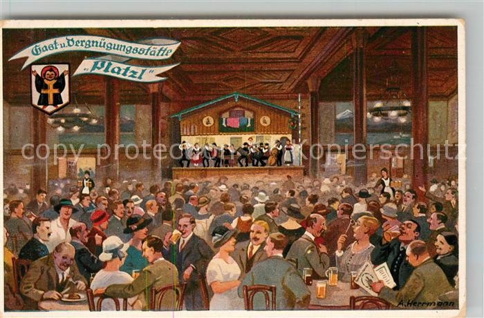 Muenchen Bayern Gast und Vergnuegungsstaette Platzl Kuenstlerkarte