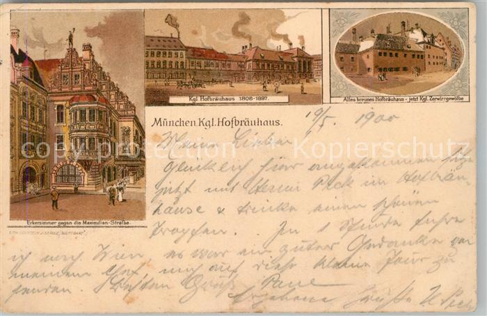 Muenchen Bayern Koenigliches Hofbraeuhaus Erker Litho