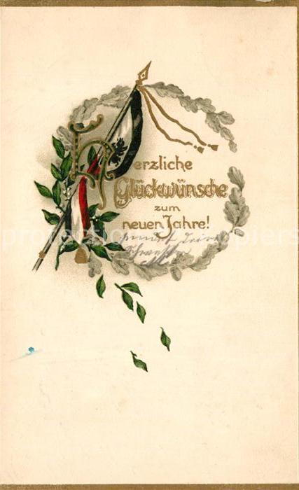 Schwarz Weiss Rot Neujahr Litho