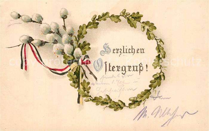 Schwarz Weiss Rot Ostern Weidenkätzchen Litho
