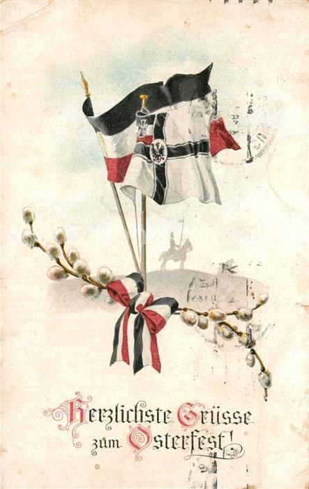 Schwarz Weiss Rot Fahne Ostern Weidenkätzchen