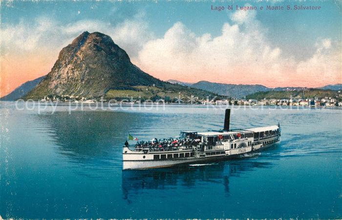 Dampfer Seitenrad Italia Lago di Lugano Monte S. Salvator