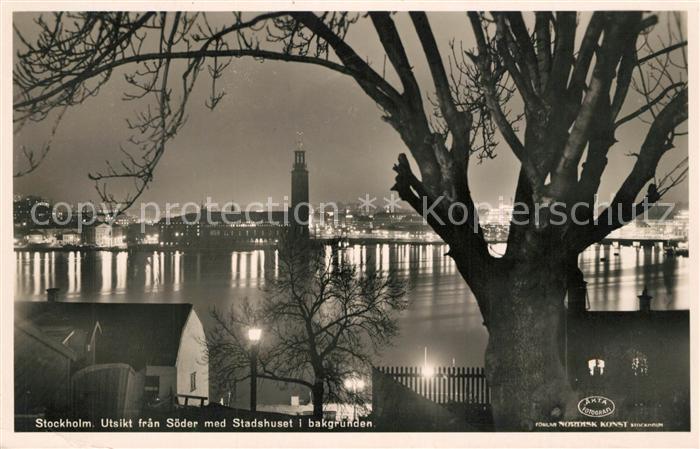 Stockholm Soeder Stadshuset Abendstimmung
