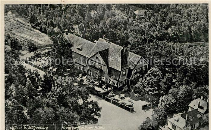 Moeser Krug zum gruenen Kranz Gaststaette Fliegeraufnahme