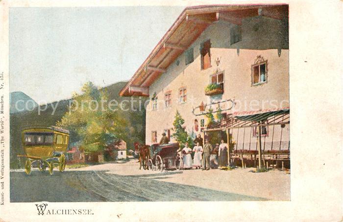 Walchensee Gaststaette Postkutsche Pferdedroschke