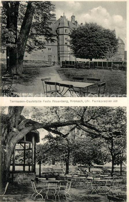 Kronach Oberfranken Terrassen Gaststaette Feste Rosenberg Garten