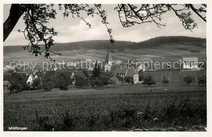 Moettlingen Ortsansicht mit Kirche Landschaftspanorama
