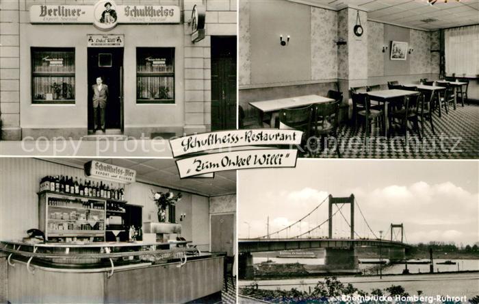 Ruhrort Schultheiss Restaurant Zum Onkel Willi Rheinbruecke