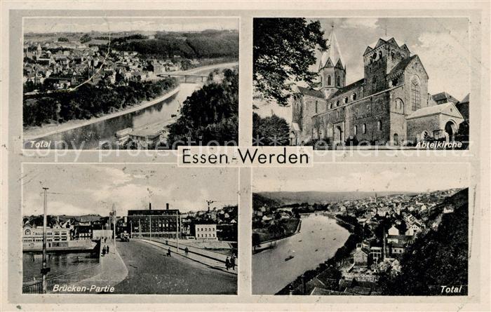 Werden Ruhr Totalansicht Abteikirche Bruecke