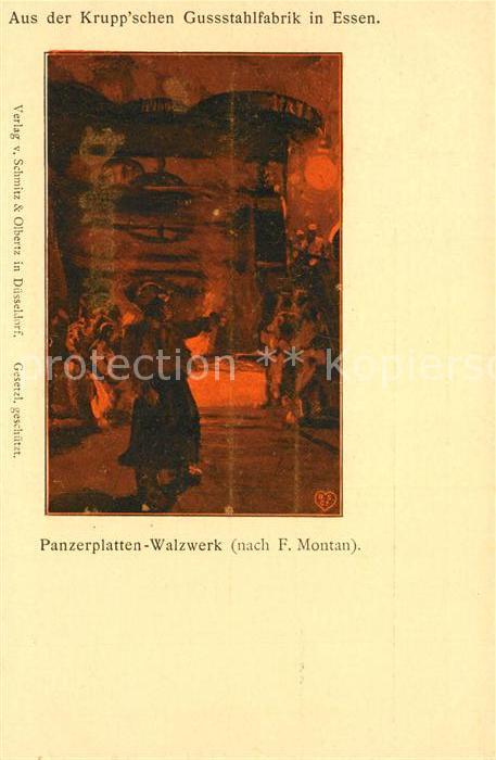 Essen Ruhr Panzerplatten Walzwerk Krupp'sche Gussstahlfabrik Kuenstlerkarte