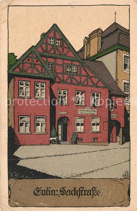 Eutin Schleswig-Holstein Sackstrasse Steinzeichnung Kuenstlerkarte