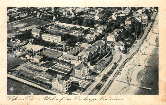 Wyk Foehr Blick auf das Hamburger Kinderheim Fliegeraufnahme Kupfertiefdruck