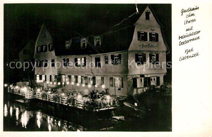 Bad Liebenzell Gasthaus zum Loewen mit beleuchteter Seeterrasse