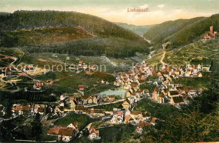 Bad Liebenzell Stadtpanorama mit Blick zur Burg Kurort im Schwarzwald
