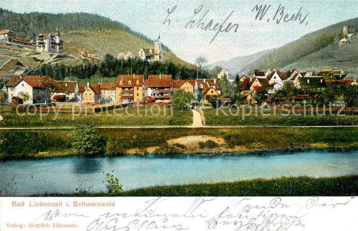 Bad Liebenzell Blick ueber die Nagold zum Kurort mit Burg