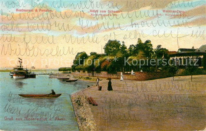Niederwalluf Uferpartie am Rhein Dampfer Restaurant Pension Hotel