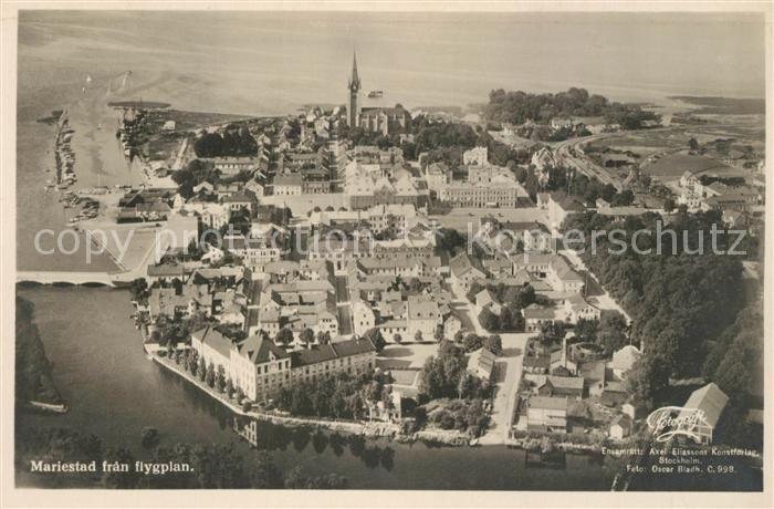 Mariestad fran flygplan Fliegeraufnahme