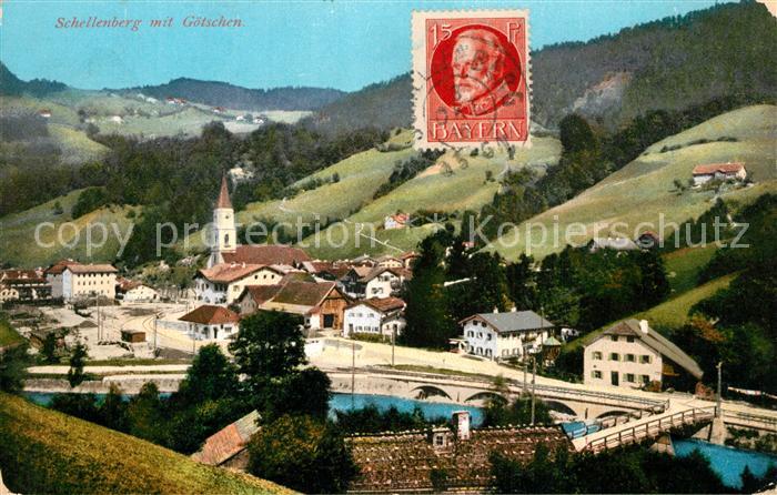Schellenberg Marktschellenberg Panorama mit Goetschen Photochromiekarte No 8553