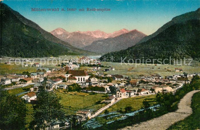 Mittenwald Bayern Panorama Isartal mit Reiterspitze Berchtesgadener Alpen