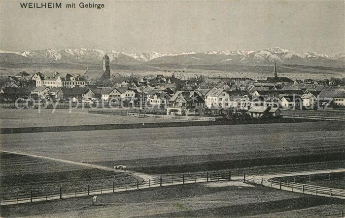 Weilheim Oberbayern Panorama mit Blick zu den Alpen