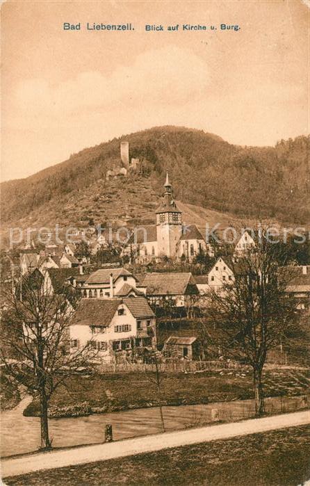 Bad Liebenzell Blick auf Kirche und Burg Kurort im Schwarzwald