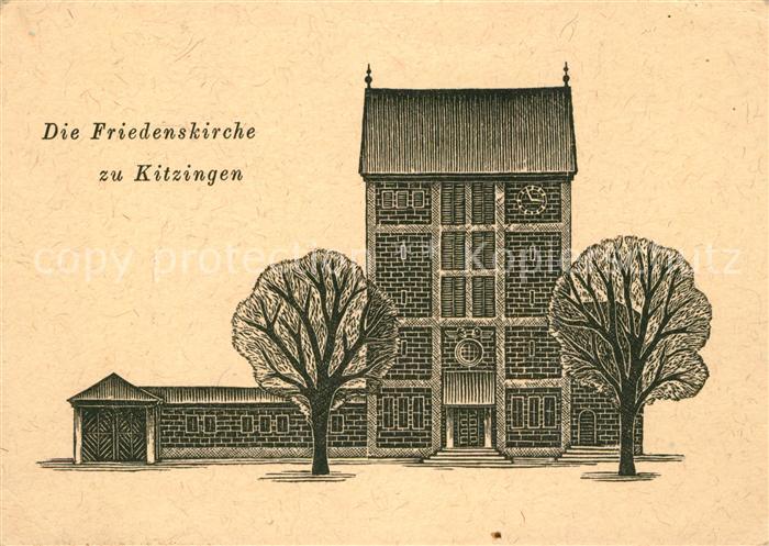 Kitzingen Main Friedenskirche Zeichnung Kuenstlerkarte