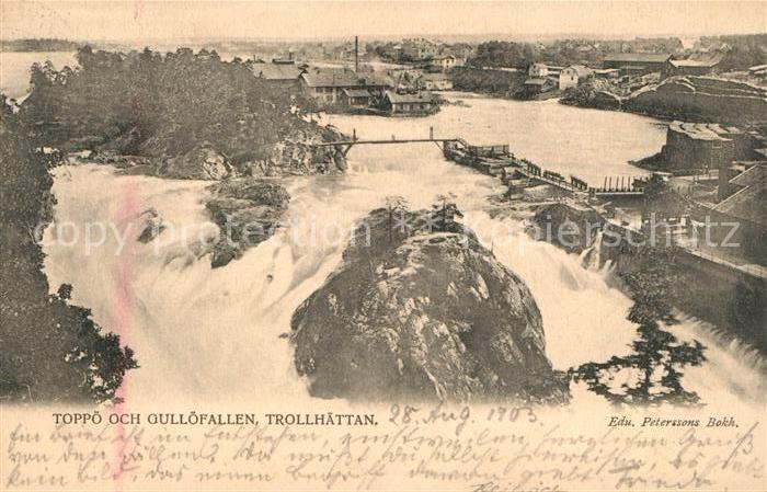 Trollhaettan Fliegeraufnahme Toppoe och Gulloefallen