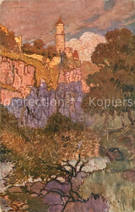 Zvikov Otto Bubenicek Kuenstlerkarte Hrad Burg Klingenberg