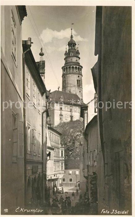 Krumlov Ortspartie mit Kirche