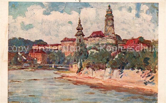 Krumlov Zamek Flusspartie Kuenstlerkarte