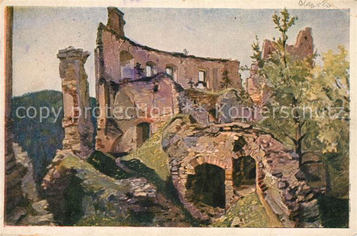 Boskovice Hrad Burgruine Kuenstlerkarte