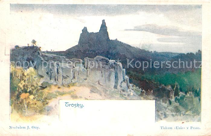 Trosky Tschechien Kuensterlarte J. Otty Felsen
