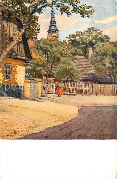 Domazlice Stadtansicht Kuenstlerkarte