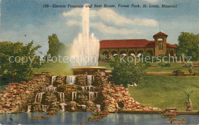 Saint Louis Missouri Electric Fountain and Rest House Forest Park