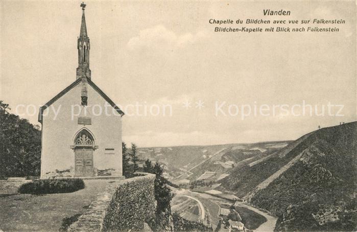 Vianden Bildchen Kapelle mit Blick nach Falkenstein