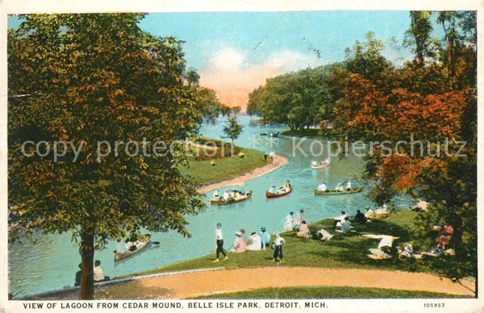 Detroit Michigan View of Lagoon from Cedar Mound Belle-Isle-Park