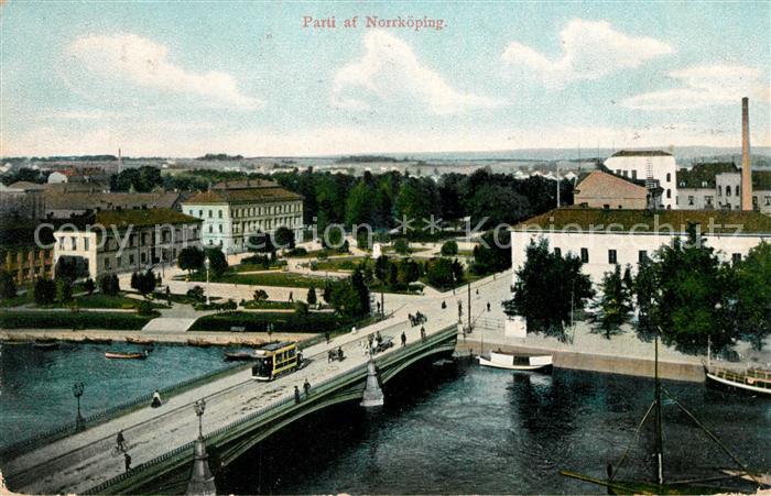 Norrkoeping Fliegeraufnahme Brueckenpartie Strassenbahn