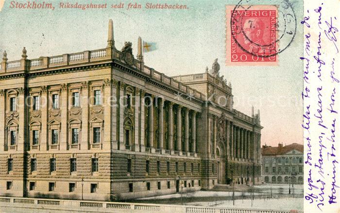 Stockholm Riksdagshuset sedt fran Stlottsbacken